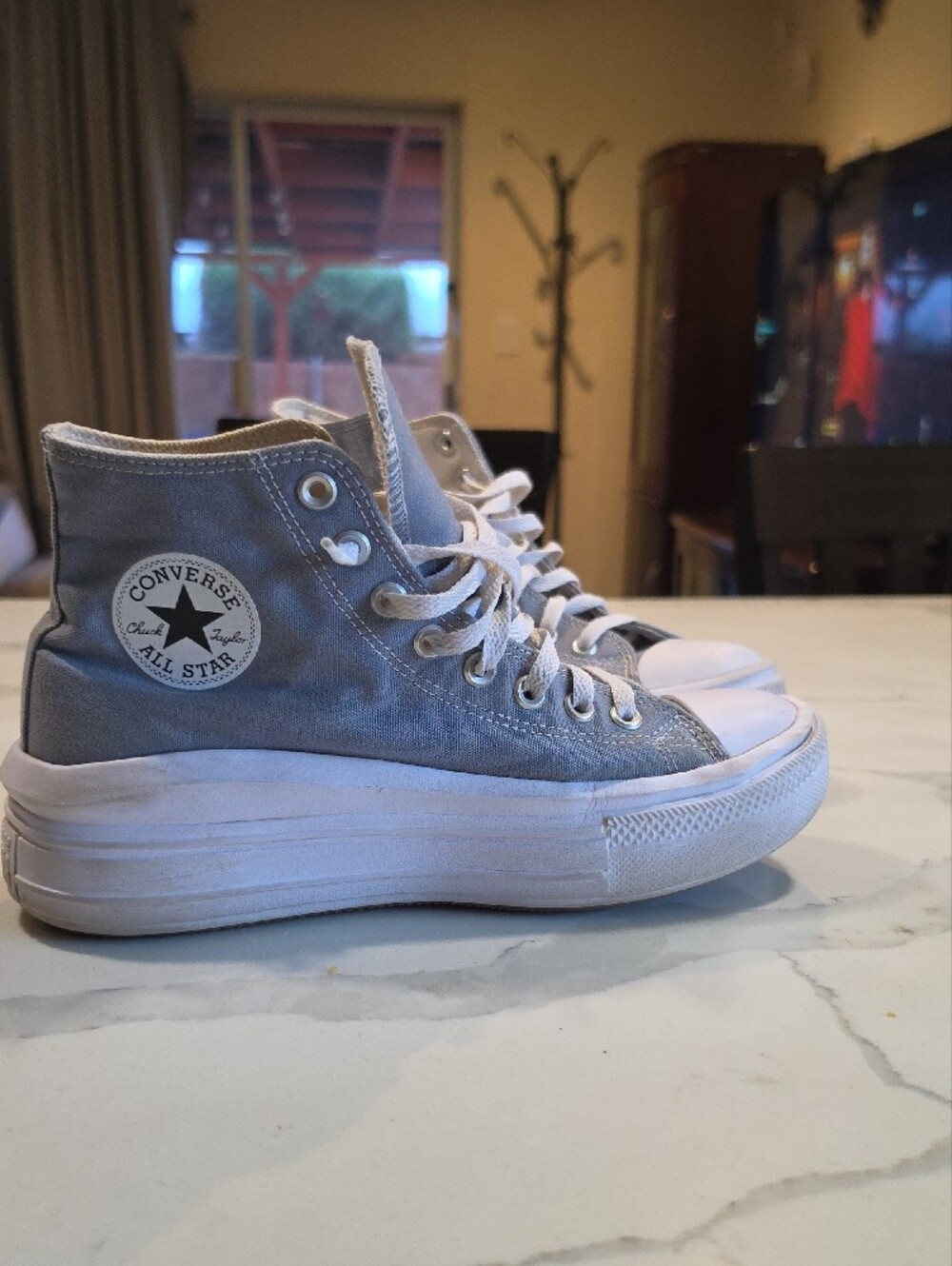Converse High Top Sneakers in Light Gray and White